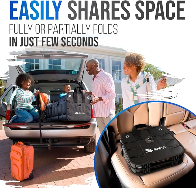 Car Trunk Organizer – Large Collapsible Storage Box with Adjustable Compartments – Heavy-Duty Cargo Organizer for SUV, Truck & Car – Non-Slip Waterproof Trunk Storage Bin for Groceries & Tools - XL