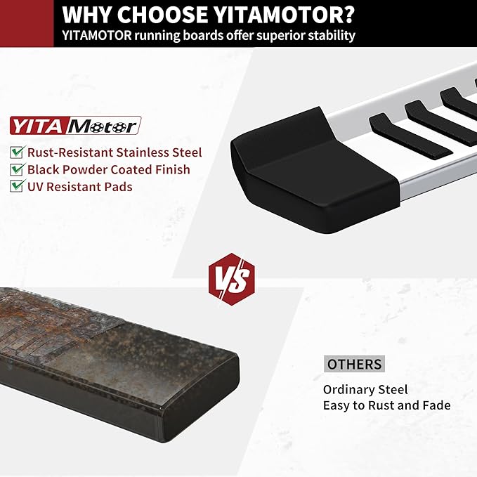 YITAMOTOR Running Boards Compatible with 2019-2025 Dodge Ram 1500 Crew Cab New Body Style Nerf Bars Side Step (Exclude 1500 Classic)