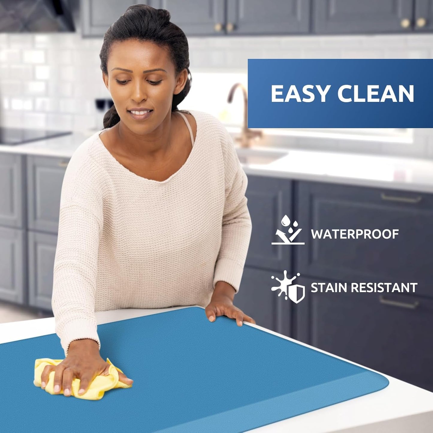 KitchenClouds Kitchen Mat Cushioned Anti Fatigue Rug 20"x32" Waterproof, Non Slip, Standing and Comfort Desk/Floor Mats for House Sink Office (Green)