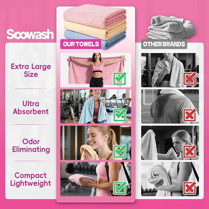 Microfiber Gym Towels for Showering Working Out Quick Dry Negative ions Large Middle Small Sizes Lightweight Gym Towel for Men Women Tennis Sports Towels for Body Hot Yoga Fitness Essentials