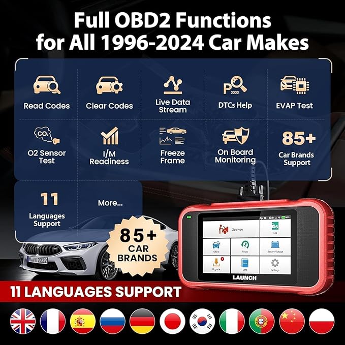 LAUNCH OBD2 Scanner CRP123I V2.0,Scan Tool Upgrade of CRP123E/CRP129E for ABS/SRS/at/ENG, FCA SGW, 7 Reset Services, Oil/Brake/BMS/SAS/DPF/ABS Bleeding/Throttle Adaption, Free Lifetime Upgrade