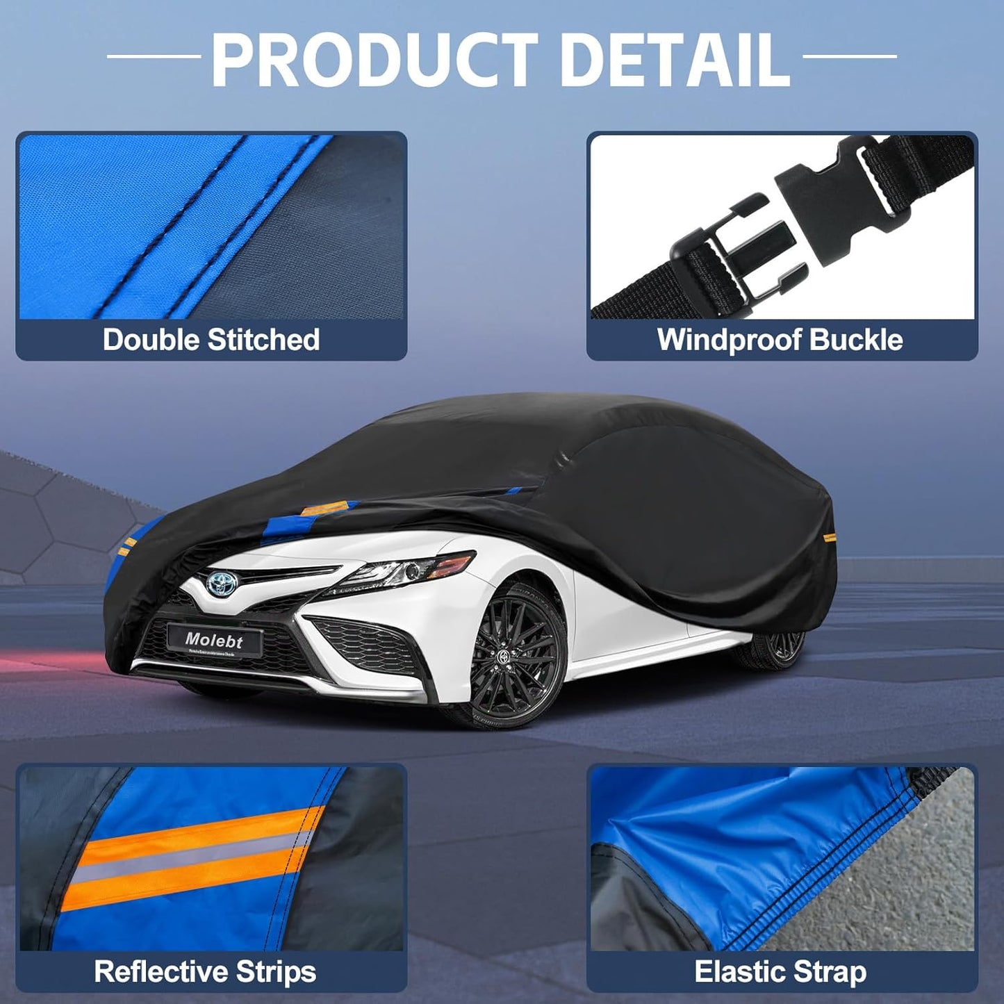 Car Cover Waterproof All Weather for Automobiles, Full Exterior Covers for Sedan & Coupe (186-193 inch) Universal Fit for Ford Mustang, Chevy Camaro, etc. Rain Winter Sun Snow Protection.