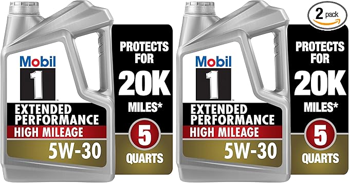 Mobil 1 Motor Oil 5W-30, 5 Quart (Pack of 2) | Extended Performance | High Mileage | Full Synthetic