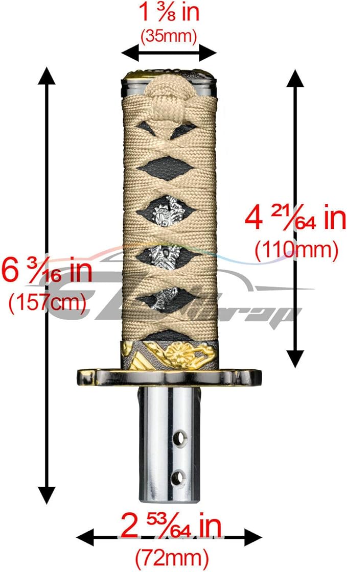 EZAUTO WRAP 10cm Gold Black Shift Knob Samurai Sword Alloy Katana with Adapter Universal