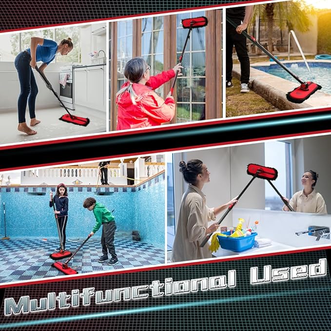 2In1|2MOPS(Car Wash Brush Mop*1 & Car Duster Mop*1) with 1 Long Handle|Microfiber Car Brushes for Washing Exterior,Car Wash Accessories Scratch Free,Car Wash Mop for Rv Truck Boat