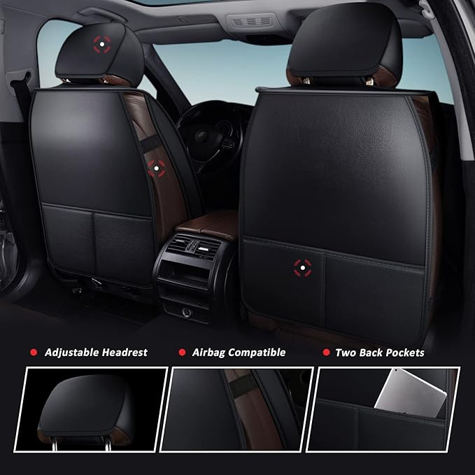 MIROZO Front Seat Covers, Car Seat Covers Black Vehicle Cushion Cover Breathable Fit for Most Sedan, Truck and SUV for Explorer Escape Civic Accord Camry RAV4 (Black,2PCS)