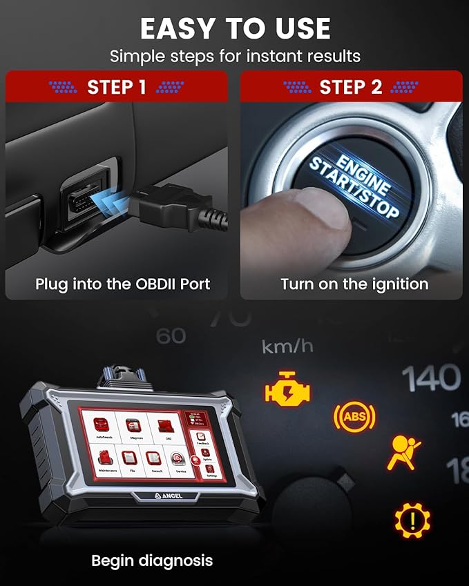 ANCEL DS100 OBD2 Scanner - ABS, SRS, Transmission & Check Engine Code Reader with 7 Reset, Oil/Brake/BMS/SAS/ETS Reset, ABS Bleeding, Gear Learning, Lifetime Free Update, Online Customer Service