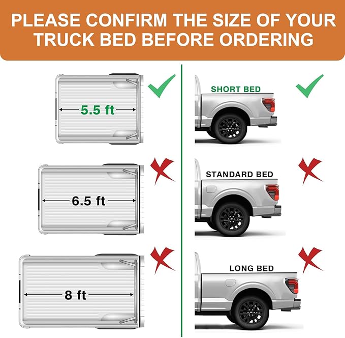 TripleAliners Truck Bed Mat Compatible with 2024 2025+ Ford F150 & Lightning Accessories 5.5FT Vehicle Flush All Weather Protection TPE Heavy Duty Pickup Cargo Mat