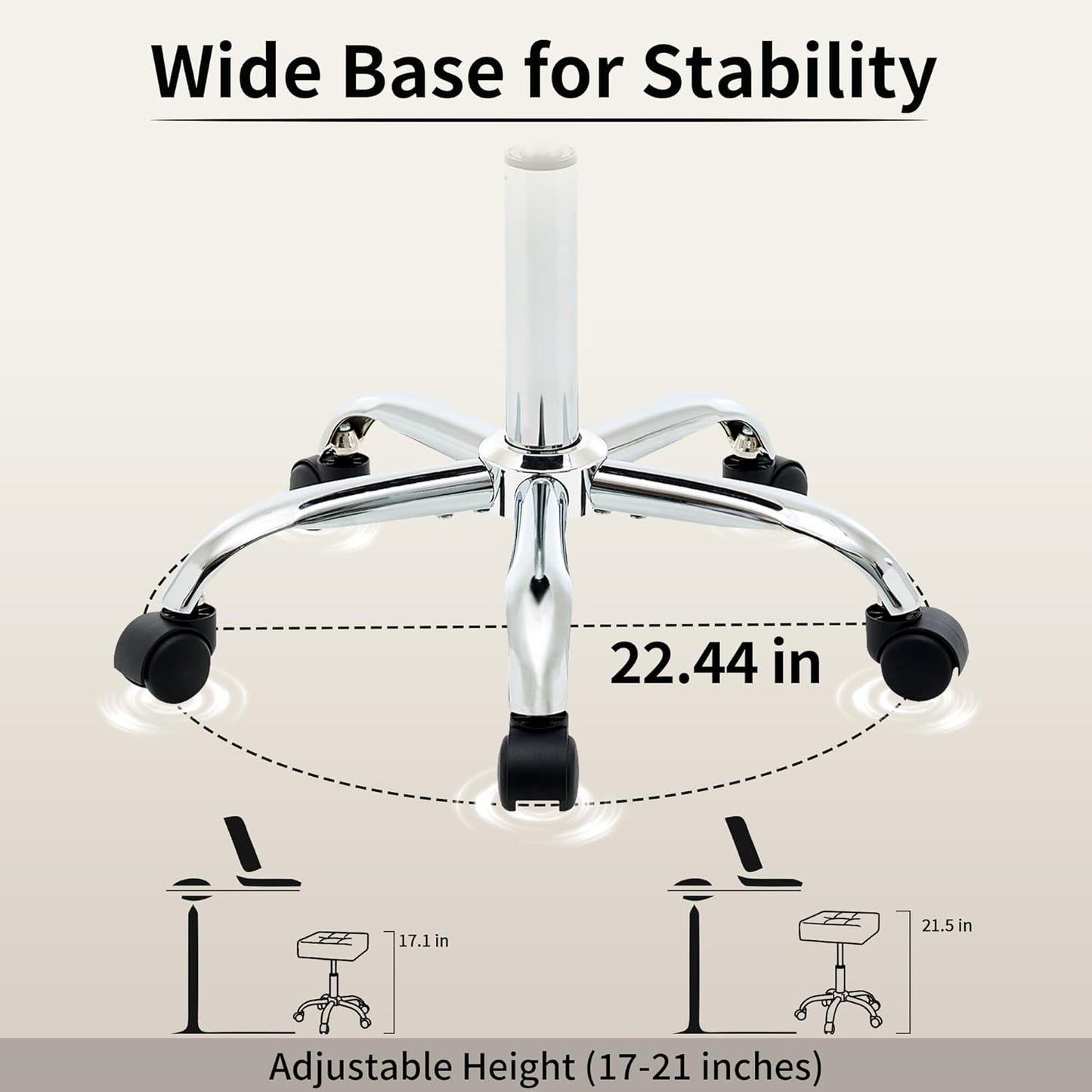 Saddle Stool with Wheels, Swivel Rolling StoolS for Vanity, Adjustable Height Tattoo Stool 17"-21" (Gray)