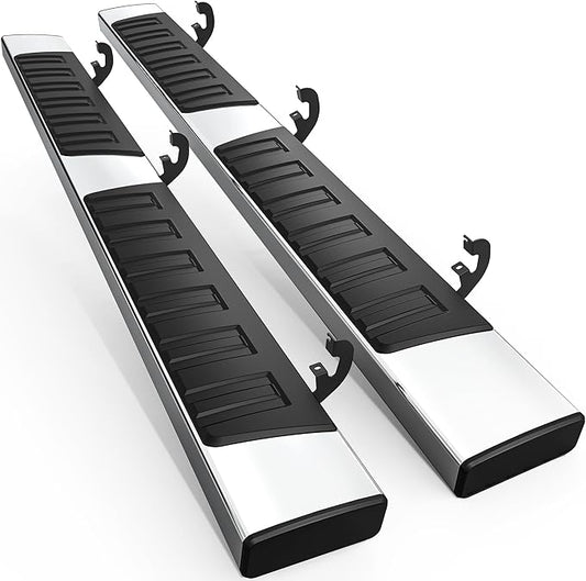 AUTOSAVER88 6.5" Running Boards Compatible with 2019-2025 Chevy Silverado/GMC Sierra 1500, 2020-2025 2500HD 3500HD Extended/Double Cab, Chrome Side Step Nerf Bars