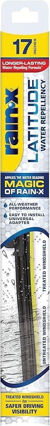 Rain-X 5079283-2 Latitude 2-In-1 Water Repellent Wiper Blades, 17 Inch Windshield Wipers (Pack Of 1), Automotive Replacement Blades With Patented Repellency Formula