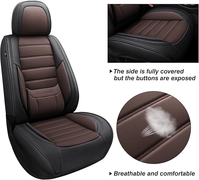 Seat Covers, Car Seat Covers Front Seats, Car Seat Cover, Car Seat Protector Waterproof, Car Seat Cushion Nappa Leather, Brwon Seat Covers Carseat Cover Universal Fit for Most Cars