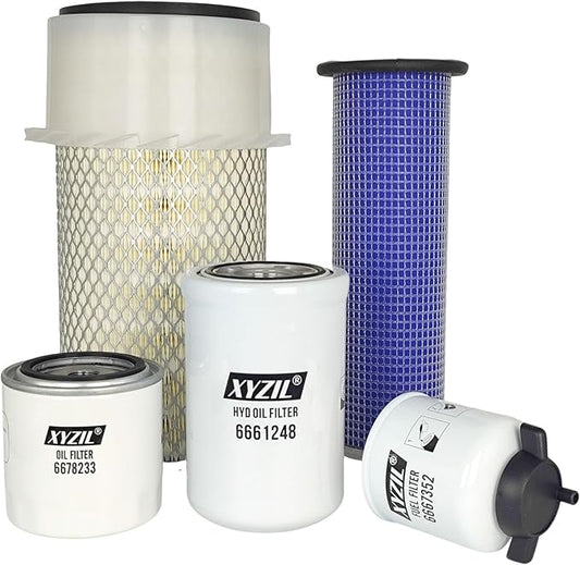 Service Filter Kit Compatible with Bobcat A300 S250 S300 S330 T250 T300 T320 Skid Steer Track Loader Old Style 6678233 6661248 6667352 6681475 6681474 HYD Engine Oil Air Fuel Filter w/Separator