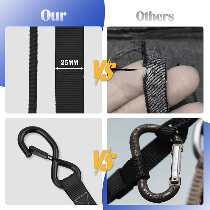 Ratchet Straps 4 Pack - 2,200 Lbs Break Strength 1 in x 15 Ft Medium Duty Ratchet Tie Down Straps with S Hooks Set for Truck, Cargo Van, Trailer, Motorcycle (Black)