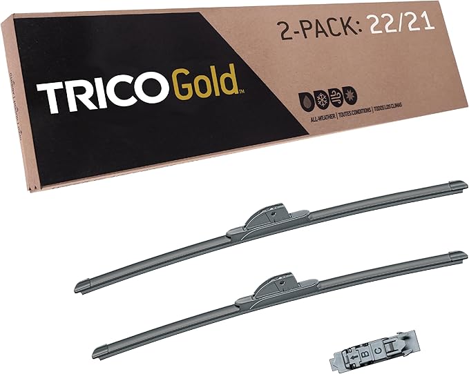 TRICO Gold 22" + 21" Premium Automotive Replacement Windshield Wiper Blades (Set of 2), Passenger and Driver Side All-Weather Beam Wiper Blades for Select Vehicle Models