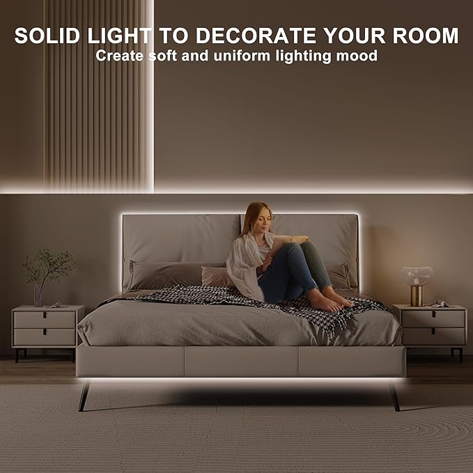 16.4ft COB Led Strip Light with Remote, 4000K Dimmable Bright Led COB Strip Light, White Continuous Led Strip Light for Mirror, Stair, Cabinet, Room