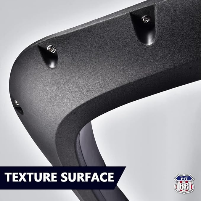 PIT66 Fender Flares, Fit Chevy Silverado 1500 2007-2013(ONLY Fit 5.8' Short Bed) (NOT Fit 07 Classic Models,Not Fit GMC Sierra), Rugged Textured Pocket Riveted Style Black Wheel Flares Set, 4 Pcs