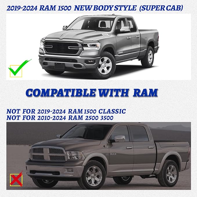 6.5" Running Boards Compatible with Dodge Ram 1500 2019-2025 Quad Cab (Only Fit New Body Style),Side Steps for Truck, Black Aluminum Alloy Nerf Bars