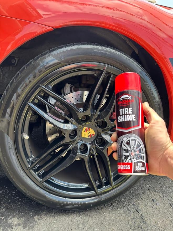 Tire Shine Spray – Long-Lasting, Hydrophobic, Non-Greasy Tire Dressing – Deep Wet Look – Safe for Cars, Trucks, Motorcycles, RVs – 18.6 fl oz