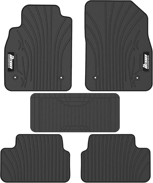 IKON MOTORSPORTS, Floor Mats Compatible with 2008-2015 Chevrolet Cruze, 16 Cruze Limited, Latex Heavy Duty All Weather Season Car Auto Front Rear Carpets Liner 5PC Black