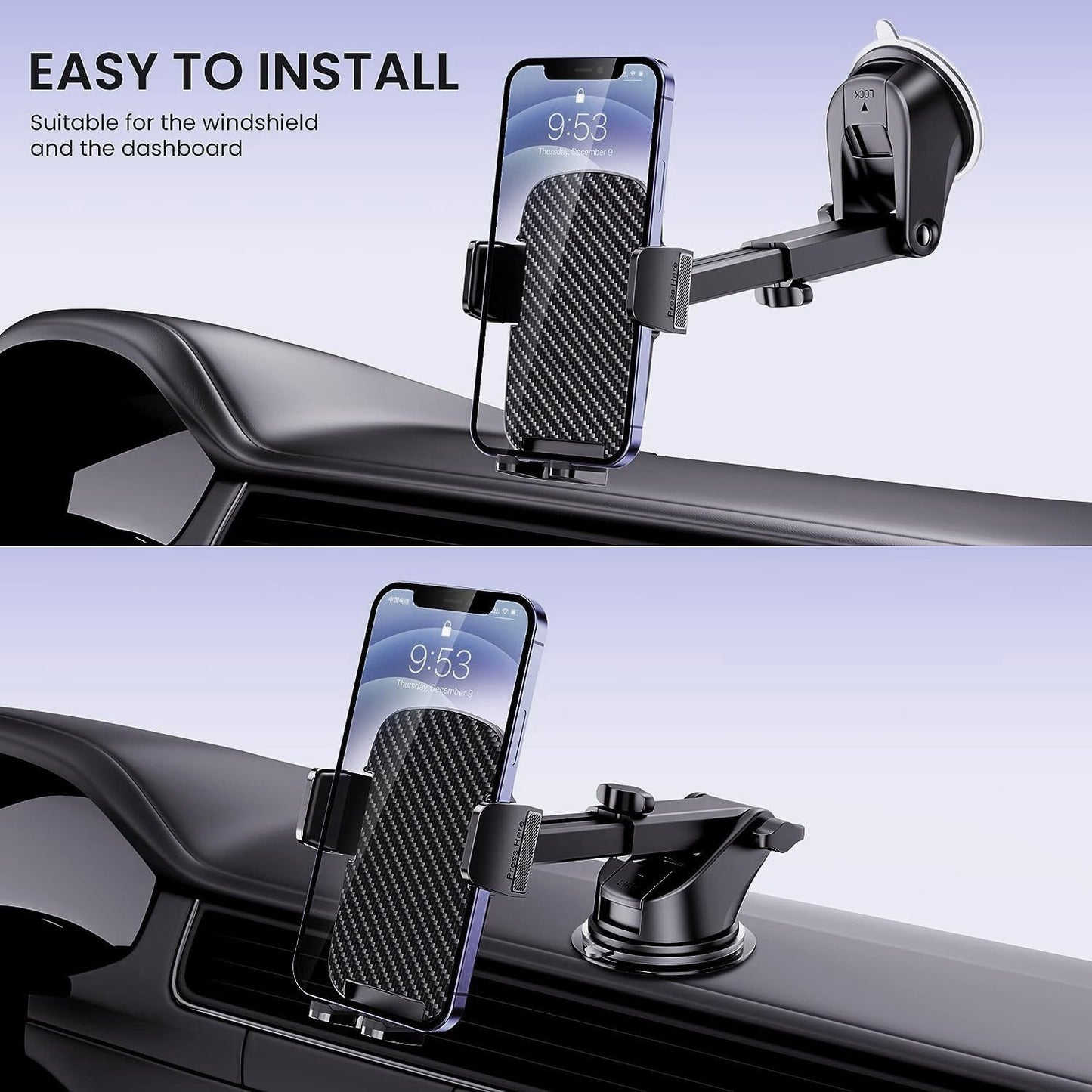 Qifutan Universal Car Phone Holder Automobile Cell Phone Holder Car Mount for iPhone Universal Car Dashboard Mount Fit All Phones
