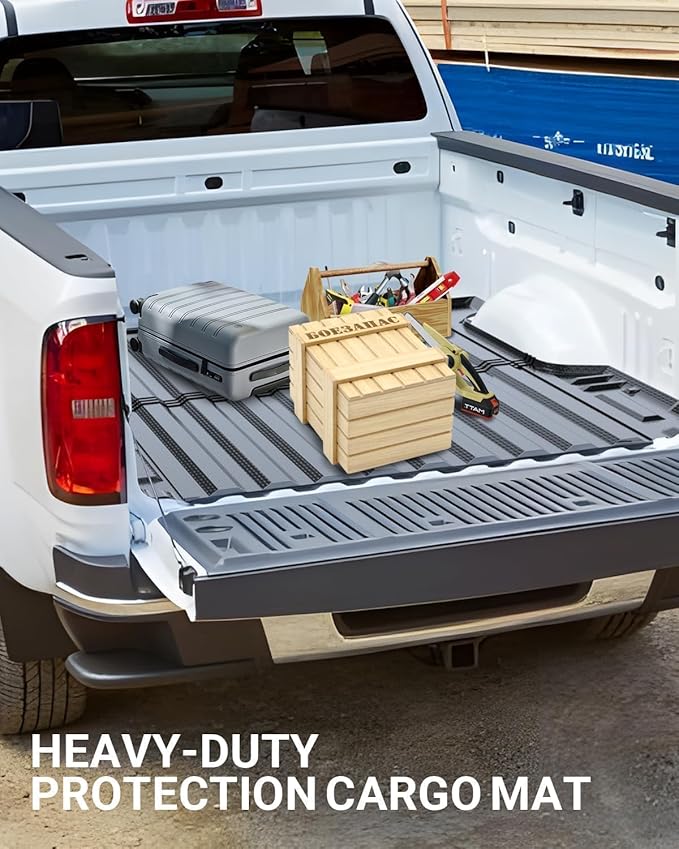 Ecarzo 2024 Upgraded Bed Mat Compatible with 2015-2022 Chevy Chevrolet Colorado/GMC Canyon Accessories 5FT Bed Liner TPE Cargo Mats Heavy Duty Rear Trunk Mat All Weather Protection