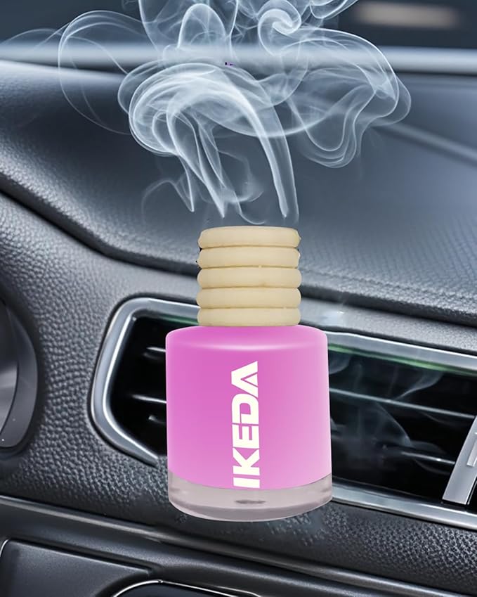 Car Air Freshener Hanging,Cylindrical Auto Scent with Vent Clip Bottle,45-Days Long Lasting Fragrance, Essential Oil Diffuser Odor Eliminator for Women (Circle, Peach)