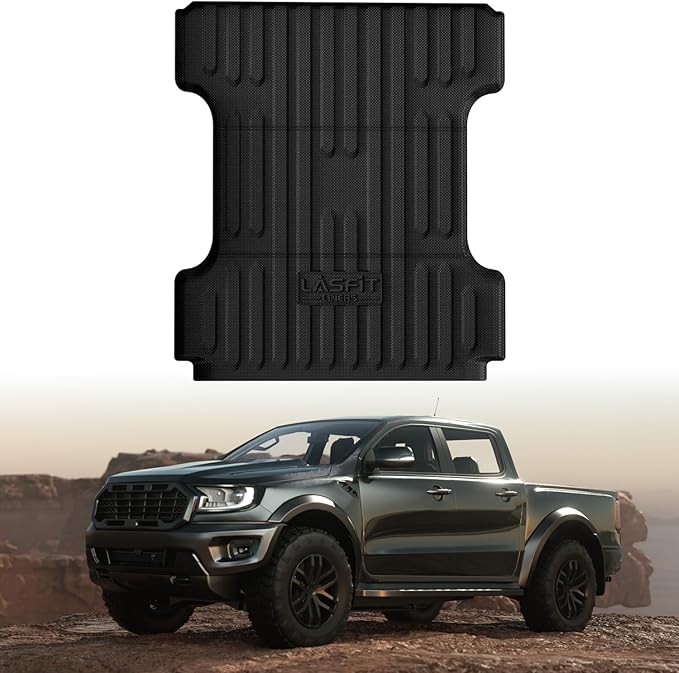 LASFIT 6FT4 Trunk Bed Mat for Ram 1500 2019-2026 Standard Bed (6.4 FT / 76.3inches) NOT for Classic Model or Model with RamBox, All Weather TPE Custom Fit Truck Cargo Bed Liner, Black