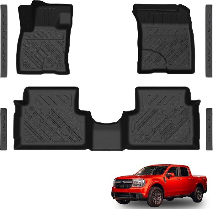 Floor Mats for 2022-2026 Ford Maverick (Only Gasoline Models), TPE All Weather Protection Interior Car Floor Liners Door Sill Guards for 2025 Maverick Gasoline Accessories