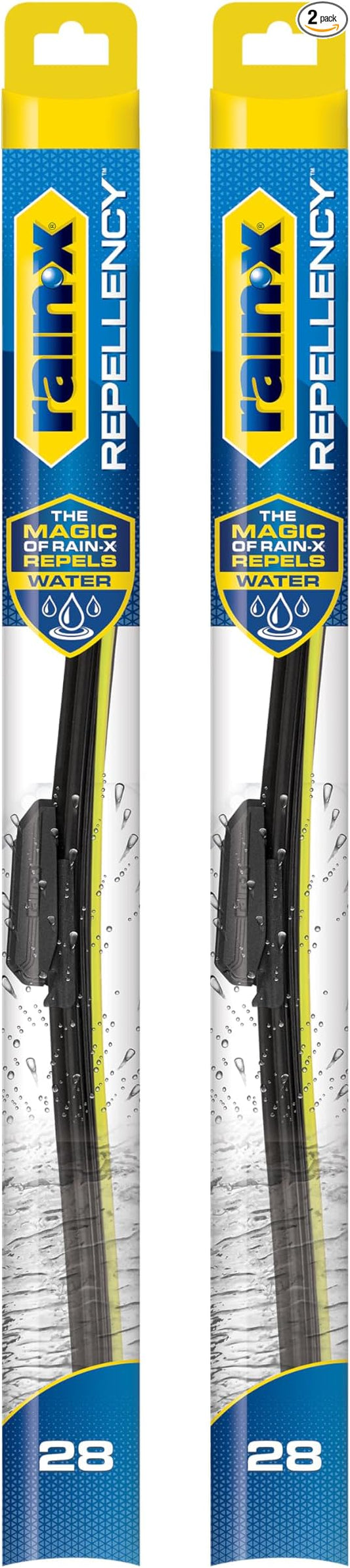 Rain-X 810366 Repellency Water Repellent Wiper Blades, 28" Windshield Wipers (Pack of 2) New & Improved Version of Latitude [Amazon Exclusive]