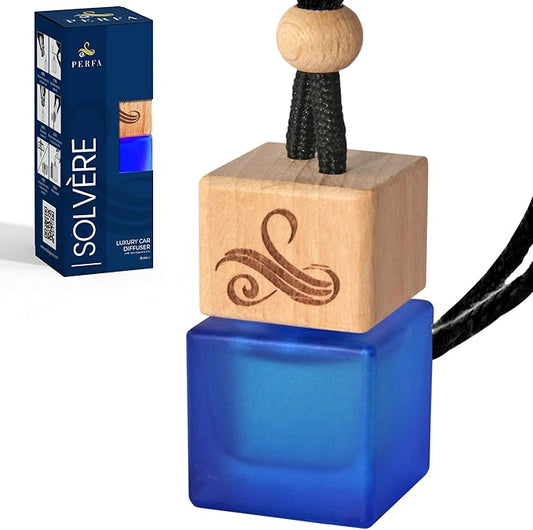 Solvère Car Air Freshener for Men | Perfume Style Freshener with Solvère Fragrance | Strong Freshener with Odour Eliminating Technology with Vent Clip | Car Air Freshener by Perfa