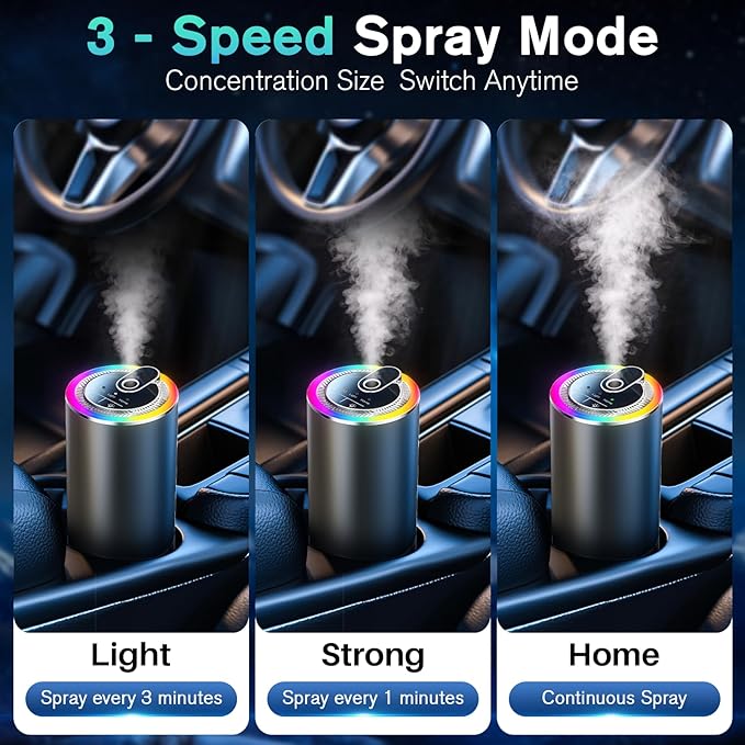Smart Car Air Freshener with Starry Sky Projection, 50ml Perfume Air Fresheners Diffuser 6 Months Long-Lasting Fragrance for Car, RGB Music-Sync Lights, Auto On/Off Intelligent, 3 Modes, Cologne