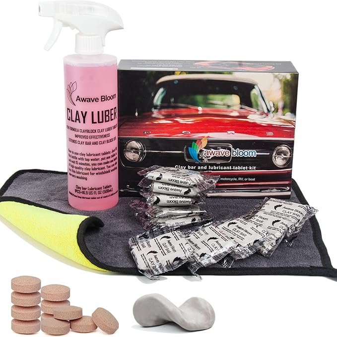 Car Clay Bars Auto Detailing 10 Pack with Lubricant Tablets 8 Pack, Include Portable Spray Bottle and Micro-Fiber Towel, for Car Wash Detailing Clean(10x50g
