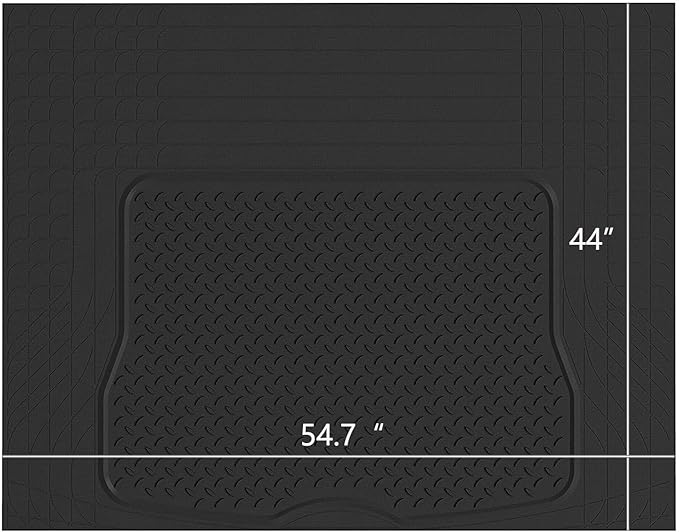 PIC AUTO Heavy Duty Rubber Trunk Cargo Liner Floor Mats, Trimmable to Fit for Car, SUV, Van, Trucks (Large, Black)