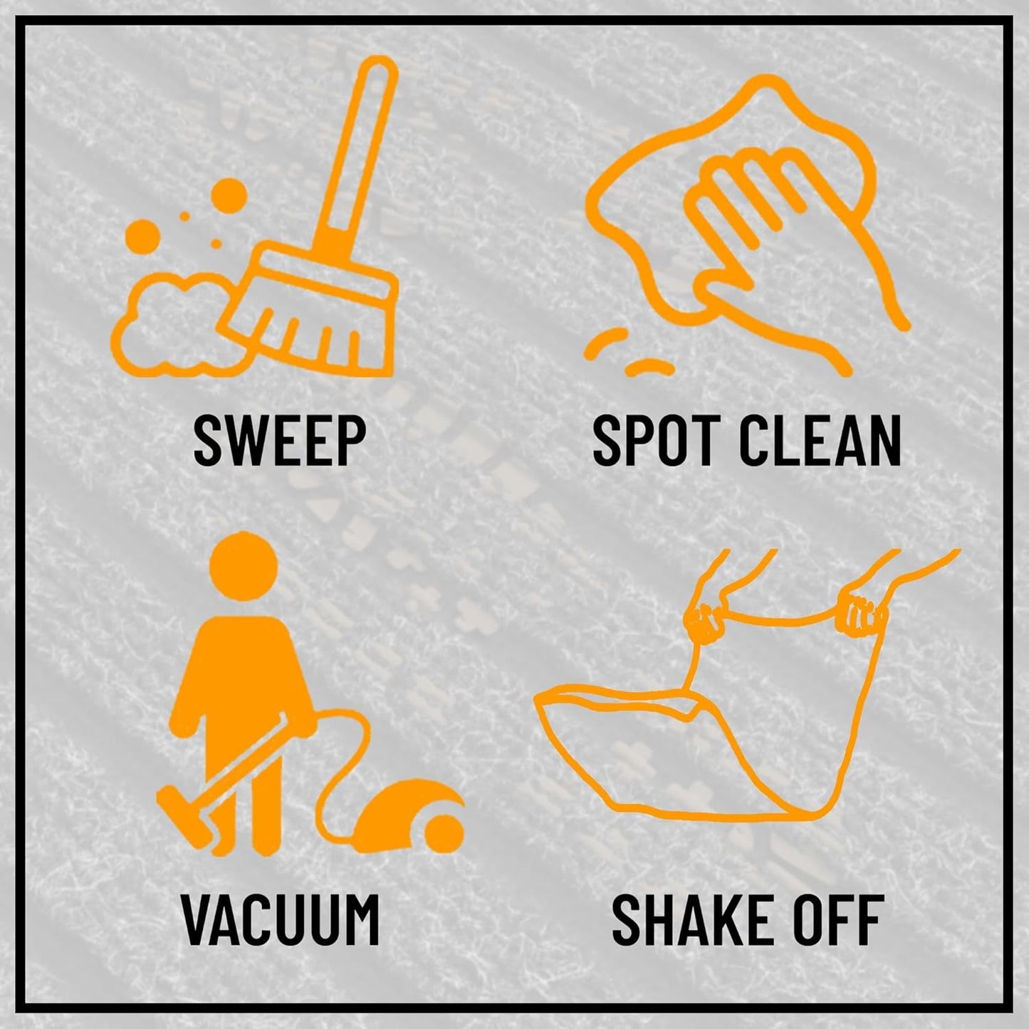 Ottomanson 2' x 35' Hallway Runner with Scraper Pile Extra Durable Non-Slip Rug Mat for Indoor & Outdoor Use - Ideal for Kitchen, Entryway, Patio & Garage - High-Traffic Carpet, Black