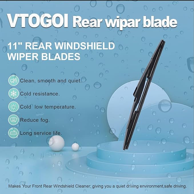 VTOGOI Original Factory Quality Rear Windshield Wiper Blades Replacement For Hyundai Santa Fe 2019-2023,Kia Sorento 2016-2020,Kia Sportage 2017-2024,Kia Niro 2022-2023,Easy To Install 11"(Pack of 1)