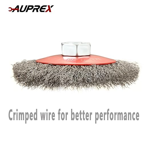 5 Pack 4 Inch Coarse Crimped Wire Wheel Brush for Angle Grinder with 5/8 Inch-11 Threaded Arbor - 0.014 Inch Carbon Steel Wire -Light Duty Conditioning for Metals