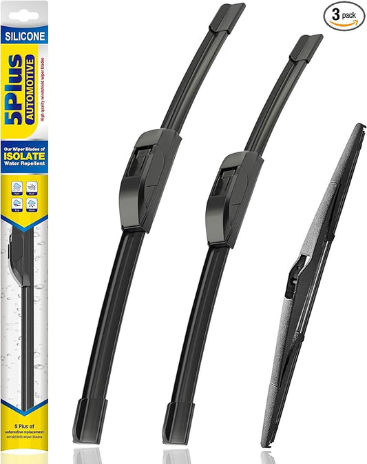 5 PLUS® Silicone Windshield Wipers Replacement for Tuscon 2010-2015 Wiper Blades(Set of 3),Automotive Replacement Windshield Wiper Blades For My Car-24"/16"/12"