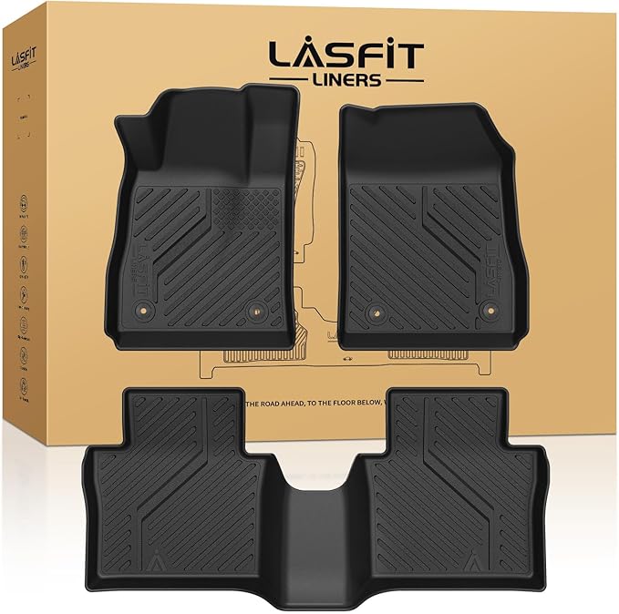 LASFIT Floor Mats for Chevrolet Chevy Impala 2014-2020 Car Floor Mats, All Weather TPE Custom Fit Floor Mats for Cars, 1st and 2nd Row Car Floor Liners for Impala Accessories Black