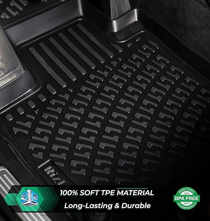 Hyundai Tucson 2013-2015 & Kia Sportage 2014-2016 Custom Fit Floor Mats Rubber 3D Car Mats Laser Measured Floor Liners All Weather Heavy Duty Waterproof TPE (Front & Rear)