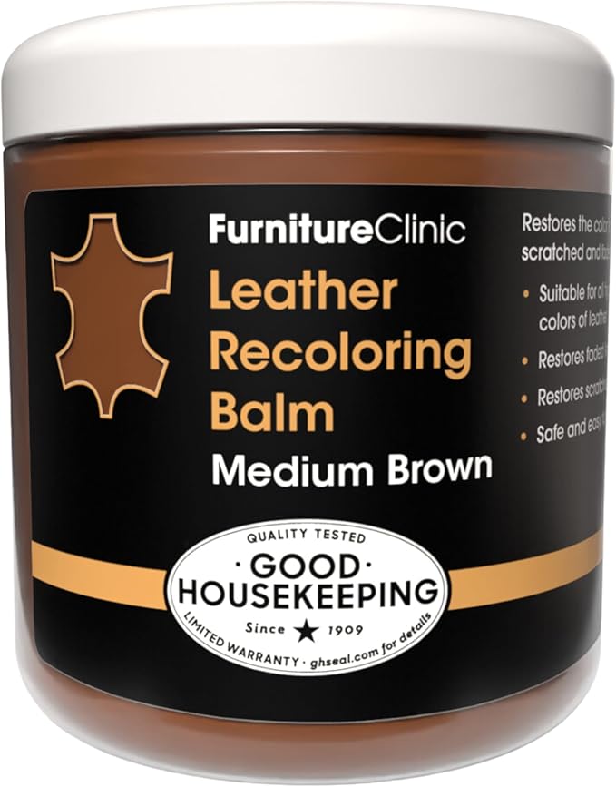 Furniture Clinic - Medium Brown Leather Dye for Furniture, Couches & Car Seats - Restore Scratched, Faded, & Damaged Surfaces