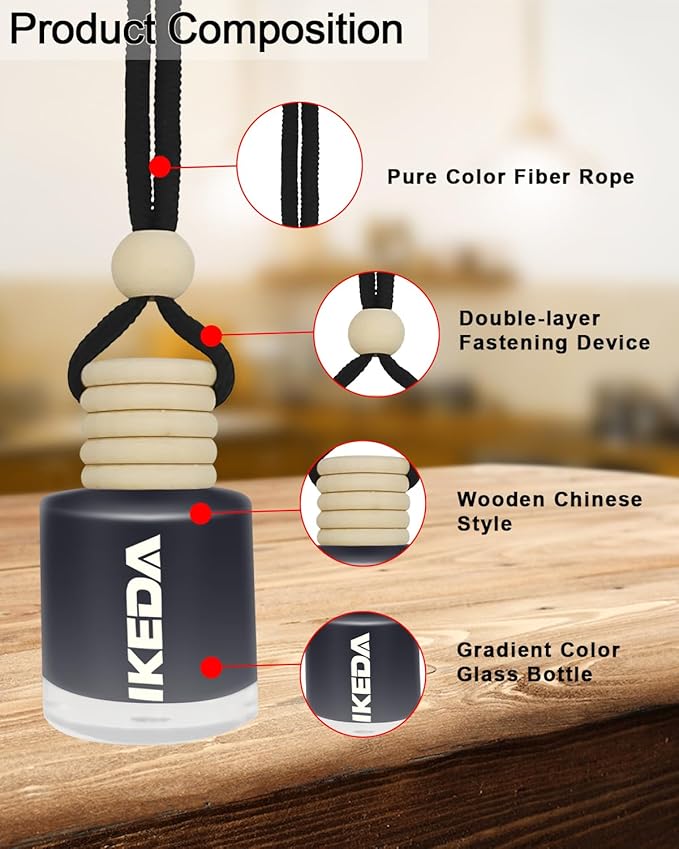 Car Air Freshener Hanging,Cylindrical Auto Scent with Vent Clip Bottle,45-Days Long Lasting Fragrance, Essential Oil Diffuser Odor Eliminator for Women (Circle, New Car)