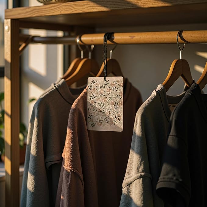 Vintage Floral Car Air Freshener 4 Pcs, Boho Abstract Elegant Retro Cottagecore Botanical Flower Hanging Air Freshener for Cars Closet Drawer Books, Girly Car Accessories Mirror Decor for Women