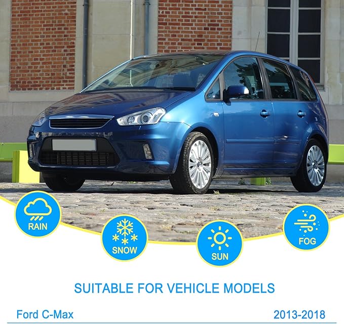 CJPPPZIW® Windshield Wipers-28"+26"+12" Replacement for 2013 2014 2015 2016 2017 2018 Ford C-Max CMax Premium All-Season Front and Rear Wiper Blades,Original Factory Quality(Pack of 3)