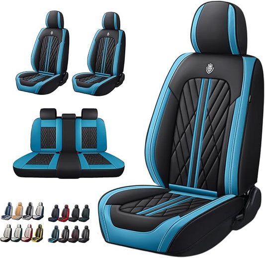 Universal Fit Waterproof Breathable Nappa Leather Automotive Vehicle Car Seat Covers Set Cushion Protector for Sedan SUV