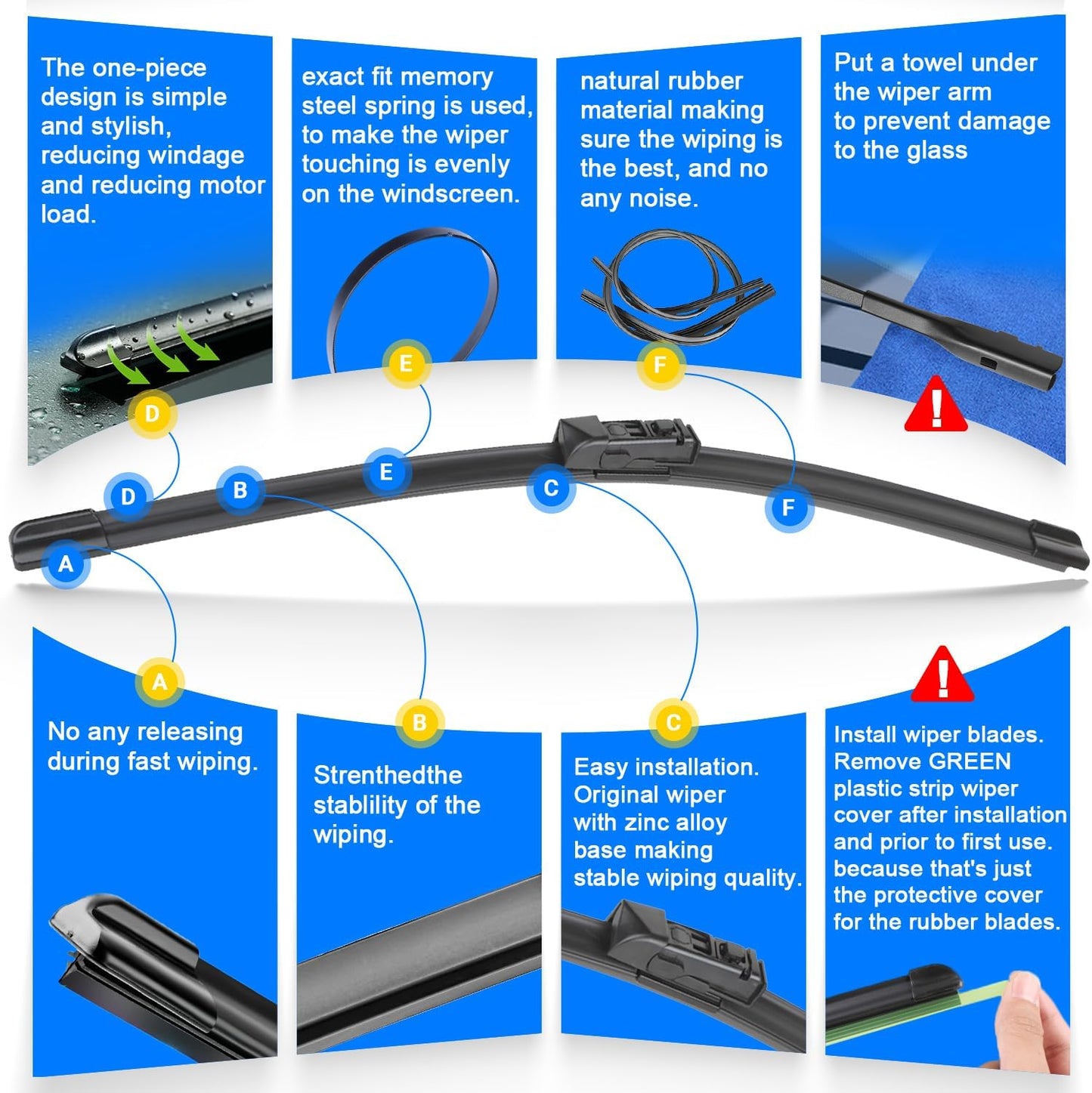 Windshield Wiper Blades Replacement for Subaru Ascent 2019 2020 2021 2022 2023 Original Factory Quality Front Rear Wipers Blade Set for My Car - 26" 20" 14" (Pack of 3)