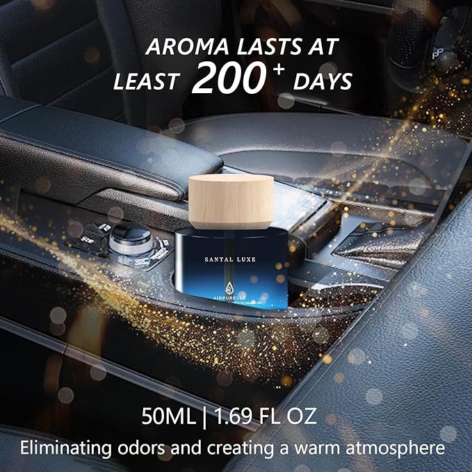 Car Air Freshener for Men & Women – Long-Lasting Spicy Sandalwood Essential Oil Diffuser for Car Cup Holder – 50ML (1.7 FL OZ) Car Scent Diffuser, Inspired by Perfume – Made in USA