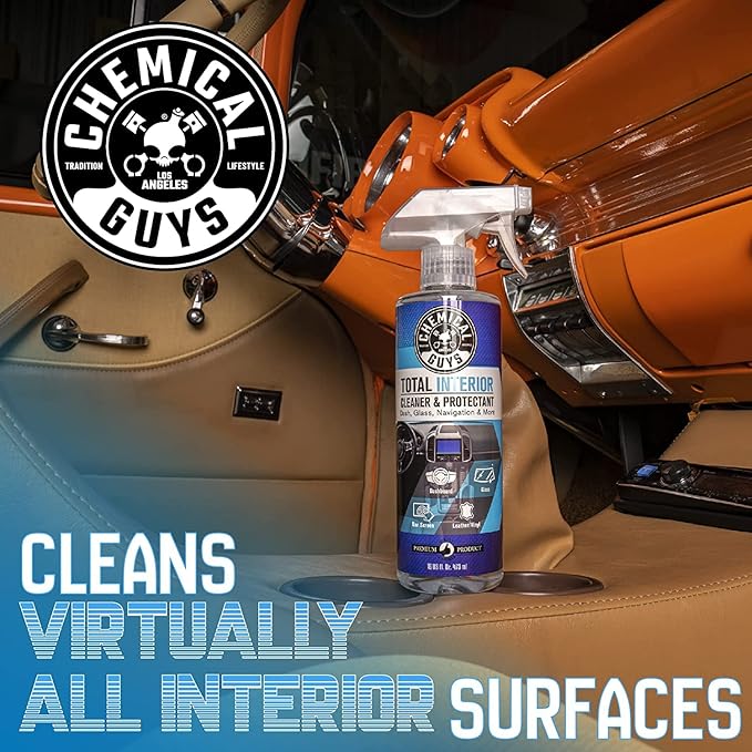 Chemical Guys Total Interior Cleaner and Protectant - Cleans and Protects Leather, Vinyl, Plastic, Rubber, Glass, and Fabric with Streak-Free Finish, Safe for Cars, Trucks, SUVs, and More - 32 oz