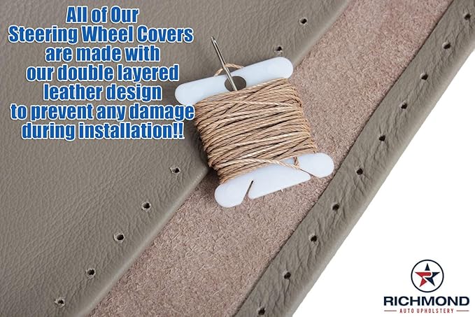 Richmond Auto Upholstery - Genuine Leather Steering Wheel Cover, Compatible with 2003-2006 Ford Expedition Eddie Bauer XLT & Limited, Tan