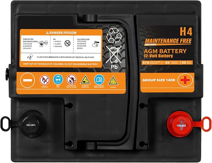 BCI Group 140R Car Battery, 12V 50Ah Automotive Battery Premium Maintenance Free AGM Batteries, 570CCA, 80RC, 36 Months Warranty